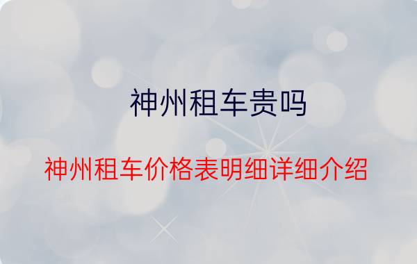 神州租车贵吗 神州租车价格表明细详细介绍